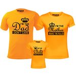 Hangout Hub HangoutHub.DMD.7 Men's Women's & Girl's Round Neck T-Shirt Dad Mother Child Make Break The Rule (Yellow;Men L(40);Women L(38) ;Girls-2-4Yrs) Pack of 3 Family T-Shirts