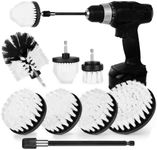 Drill Brush Attachment Set, 7 Pack 1/4in Power Scrubber Brush + Extend Long Attachment, Brush Drill Attachment, Power Cleaning Scrub Brush for Bathroom, Tub, Tile, Floor, Grout, Boat(White)