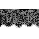 Jagowa 3m Floral Lace Ribbon with Lace Edge and Embroidery Applique - Perfect for Sewing and Clothing Decoration (Black)