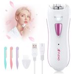 Facial Epilators for Women, Facial Hair Remover with LED Light, Mini Rechargeable Face Epilator Including Eyebrow Trimmer for Facial, Armpit, Bikini and Leg