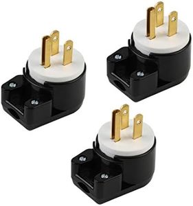 (3xPCS) Right Angle Nema 5-15P 15A 125V AC Plug, [UL CUL] Easy Assembly 90 Degree USA Canada Male DIY Rewirable 12 Directions Adjustable AC Connector