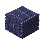 Glynniss Kitchen Dish Cloths for Washing Dishes, Cotton Dish Rags for Drying Cleaning, Pack of 8 Dishcloths (Navy Blue, 12x12 inches)