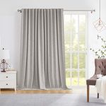 Novecozy Linen Blackout Curtains 96 Inches Long, Room Divider Curtains, Curtains & Drapes for Sliding Door/French Door, Rod Pocket/Back Tab/Hook Belt/Ring Clips(1 Panel, W100 x L96, Greyish White)