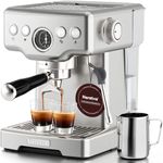 Neretva Espresso Machine, 15 Bar Espresso Maker with Milk Frother for Latte Cappuccino Machine, 1450W Espresso Machines Coffee Maker for Home, Coffee Machine with 1.8L Removable Water Tank (Sliver)