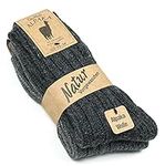 GoWith Alpaca Wool Socks, extra thick 2 pairs multipack for men & women, natural thermal wool winter socks, soft, warm, cosy, chunky, brown beige grey UK size 3-5, 6-8, 9-11