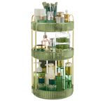 SONGMICS Makeup Organiser Rotating, 3-Tier Round Skincare Organiser, Customisable, Toiletries Cosmetics Organiser, Gift, Pale Green JKA011C01