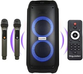 SingMasters Party Box P50 Karaoke Machine Speaker for Kids & Adults,Portable Singing Rechargeable Speaker System,Bluetooth,DJ Disco Lights,Audio Recording,Bonus 2 Premium UHF Wireless Dual Microphones & Remote,Best Christmas & Birthday Gift