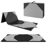 Giantex 4'x10'x 2" Gymnastics Mat, 4-Panel Folding Aerobics Exercise Mat w/Hook & Loop Fastener, Carrying Handle, Portable Tumbling Mat for Stretching Yoga Cheerleading Martial Arts, Grey/Black