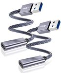 Basesailor USB C Female to USB 3.0 Male Cable Adapter 3.3FT 2Pack,5Gbps GEN 1 Type A Connector for MagSafe Charger,Apple Watch iWatch 7,iPhone 11 12 13 Mini 14 Pro Max SE,iPad 8 9 10 Air 4 5,Airpods