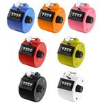 flintronic 7PCS Hand Tally Counter, 4-Digit Mechanical Palm Click Counter, Metal Hand Held Counter Clicker, Count to 9999, with Finger Ring Hoop Holder, for Counting/Golf/School/Sports Events Scoring