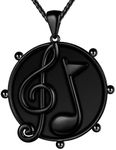 beautlace Round Coin Musical Note Necklaces 18K Gold/Silver/Black Gun Plated Treble Clef Music Note Staves Jewelry for Men and Women, 铜