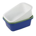 Sosody Colorful 18 Quart Rectangular Washing Basins Dish Pans Kitchen Sinks Plastic Tubs, Deep Blue, Deep Green, White, 3 Packs