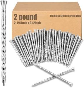 Tandefio 2 Pounds Hardened Flooring Nails 304 Stainless Steel Spiral Shank Fence Deck Nails 2-1/4 Inches Silver Twisted Nails for House Floor Repairing Wall Woodworking Baseboard
