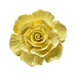 Garneck Ceramic 3D Rose Flower Pediments Sculpture Artificial Flowers Wall Decoration for Living Room Bedroom Mural Hanging Decoration Size S (Yellow)