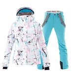 HOTIAN Women's Ski Jackets and Pants Set Windproof Waterproof Insulated Snowsuit Winter Warm Snowboarding Snow Coat