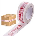 Fragile Tape Packing Tape Heavy Duty Strong Self Adhesive Multipurpose Packaging Tape Roll for Moving House Shipping Parcel Packaging Cardboard Boxes DIY Home Essentials 50mmx40m (1 Pc Only)