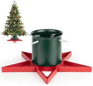 GuuG Real Christmas Tree Stand Base - Live Trees Small Christmas Tree Holder up to 6.5ft Trees for Real Xmas Trees 0.53 Gal Star+ Green&Red 224697