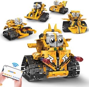 CUPCHID Robot tecnologico per bambini, 5 in 1 regali di blocchi da costruzione per ragazzi di 6-15 anni ragazze, app e telecomando robot rc auto, set di costruzione di giocattoli