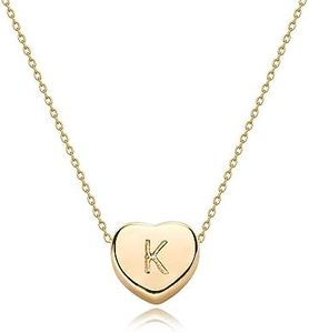 Tiny Gold Initial Heart Necklace-14K Gold Plated Handmade Dainty Personalized Letter Heart Choker Necklace For Women Necklace Jewelry