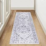 Famibay Runner Rug Grey Hallway Runner Non Slip Carpet Runner Kitchen Rug Washable Vintage Runner Rug for for Hallway Entryway Bedroom Living Room Laundry