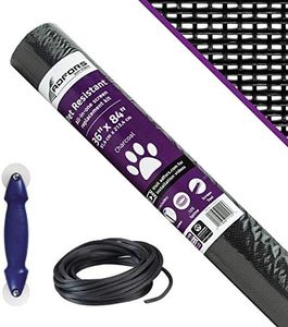 Saint-Gobain ADFORS Pet-Resistant Door & Window Screen Repair/Replacement Kit, 36 inches x 84 inches Charcoal Mesh with Spline/Rolling Tool & Spline -For DIY Window & Door Screens, Tear-Resistant