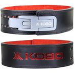 Kobo Stiff Lever Belt Weight Lifting Gym Fitness, Natural Genuine Leather 4” Wide Back Support, Powerlifting Bodybuilding Deadlift Squat Workout Strength Training