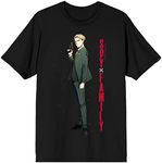 Spy X Family Loid Forger Crew Neck Short Sleeve Men's Black T-Shirt-Small