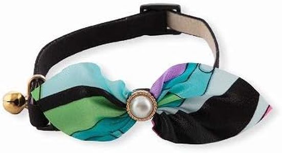 Elegant Ascot Cat Collar (Blue) with Bell Safety Breakaway Soft Lightweight for Cats Kitty Kitten Japanese Stylish Pattern, No.1 Seller in Japan