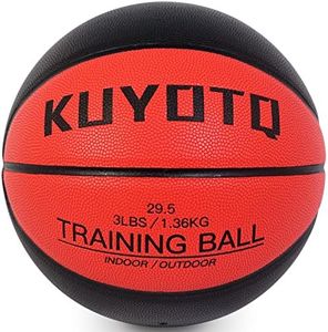 KUYOTQ 1.36KG/3LBS Weighted Heavy Basketball Training Equipment Size 7 Basketball 29.5" PU Leather Outdoor Indoor Basketball Men Women Youth Improving Ball Handling Dribbling Passing Skill(Deflated)