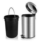 OPR Stainless Steel Round Pedal Dustbin with Soft-Close Lid And Foot Pedal | Trash Can/Dustbin For Home, Kitchen, Bathroom, Office And Washroom With Lid And bucket(8 liter)(medium size)