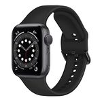 Anlinser Compatible with Apple Watch Strap 45mm 44mm 42mm 41mm 40mm 38mm, Soft Silicone Sport Waterproof Replacement Band Compatible with iWatch Series 9 8 7 6 5 4 3 SE (42mm/44mm/45mm, Black)