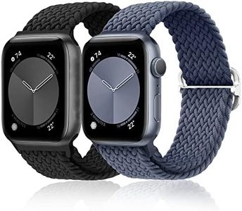 Stretchy Braided Bands Compatible with Apple Watch Band 44mm 45mm 42mm 49mm for Women men, Adjustable Sport Nylon Straps Replacement for Apple Watch 9 iWatch 8 Series SE/7/6/5/4/3/2, 2 packs