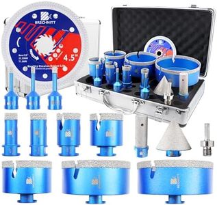 Diamond Core Drill Bit Set - BRSCHNITT Tile Hole Saw Kit 1/4"*2/5/16"/4/5" 1" 1-3/8"2" /3"/4"/5"& 4/5" Finger Bit & 2" Chamfer Bit for Porcelain Tile Ceramic Marble Granite Diamond Blade & Adapters.