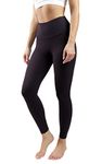 90 Degree By Reflex Ankle Length High Waist Power Flex Leggings - 7/8 Tummy Control Yoga Pants, Gothic Grape, Small