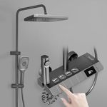 JINDAL Stainless Steel Digital Piano Shower System with LED/Shower Panel with Rainfall Showerhead/Hand Shower/Bidet Gun/Tub Spout/0256