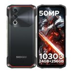 DOOGEE Blade 10 Power Rugged Smartphone, (2025) 24GB+256GB/2TB, 10300mAh Rugged Phone Android 14, 50MP, 6.6" HD+, 3 Cards Slots, 4G Dual SIM Unlocked Mobile Phones, Fingerprint/Face ID/NFC/GPS,Black