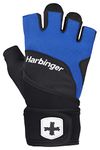 Harbinger Training Grip Wristwrap Weight Lifting Gloves, Unisex, X-Large, Blue