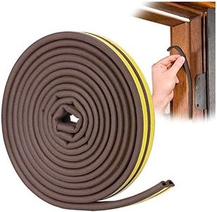 YOUSHARES Door Weather Stripping - Self Adhesive Foam Seal Strip Weatherstripping for Doors Frame and Windows Gaps, Weatherstrip Anti-Collision D Type Door Seal Strip 20 Feet (Brown)