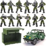 ENHANA WW2 Building Block Army Military Toy 4 Military Figures and Armor Toy Thunder Containers Command Operations Building Brick Toy Battle Sets for Kids