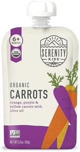 Serenity Kids 6+ Months USDA Organic Carrots Veggie Puree Baby Food - No Sugary Fruits - No Added Sugar - Allergen Free, 3.5 oz BPA-Free Pouches - 12 Pack
