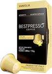 Bestpresso Coffee for Nespresso Original Machine 120 pods Certified Genuine Espresso Flavored Pack Vanilla Pods Compatible with Nespresso Original 60 Days Satisfaction Guarantee
