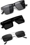 Sheomy Unisex Combo offer pack of 3 shades glasses Square Sunglasses Rectangle Retro Vintage Narrow Women::Men Small Narrow Square Sun Glasses Combo offer pack of 3 3K-C79C-RWMA