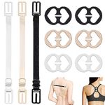 Jormftte 9 Pcs Bra Strap Clips, 3 Pcs Bra Straps Holder And 6 Pcs Bra Clips, Adjustable Bra Straps Holder, Soft And Comfortable Elastic Fits All Cup Sizes(Black, White, Beige,Clear)