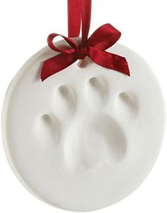 Pearhead 50001 Pet Pawprints Ornament Round, White One Size