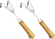 Garden Guru Eco Hand Cultivator Rake Tiller Tool- 100% Recycled Stainless Steel - Rust Resistant - FSC Certified Wood Ergonomic Handle - Great for Gardening Cultivating Loosening Weeding (2 Pack)