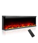 M.C.Haus 3-Sided Luxury Electric Fireplace with 3 Installation Ways, Recessed Fireplace on Multi-Media Wall, Electric Flame Effect with 9 Color, Remote&Control Panel, 1800W, 153cm/60”, Black