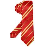 Aomig Wizard School Tie, Wizard Striped Tie for World Book Day Party Costume, School Uniform Neckties for boys and girls, Cosplay Tie for Halloween Christmas Fancy Dress Costume Accessory (Red)