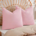 PHF 100% Cotton Waffle Weave Euro Shams 26"X26", No Insert, 2 Pack Elegant Home Decorative Euro Throw Pillow Covers for Bed Couch Sofa, Pink