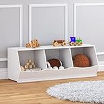 UTEX Toy Storage Organizer,Stackable Kids Toy Storage Cubby with 3 Bins,Toy Boxes and Storage for Playroom,Bedroom,Nursery School,White