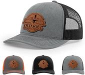 ``Living In A New World With An Old Soul`` by Oliver Anthony - Rich Men's North of Richmond Hat, 112 Style Trucker Leather Patch Hat for Men & Women, 6 Panel Baseball Cap with Snapback Enclosure